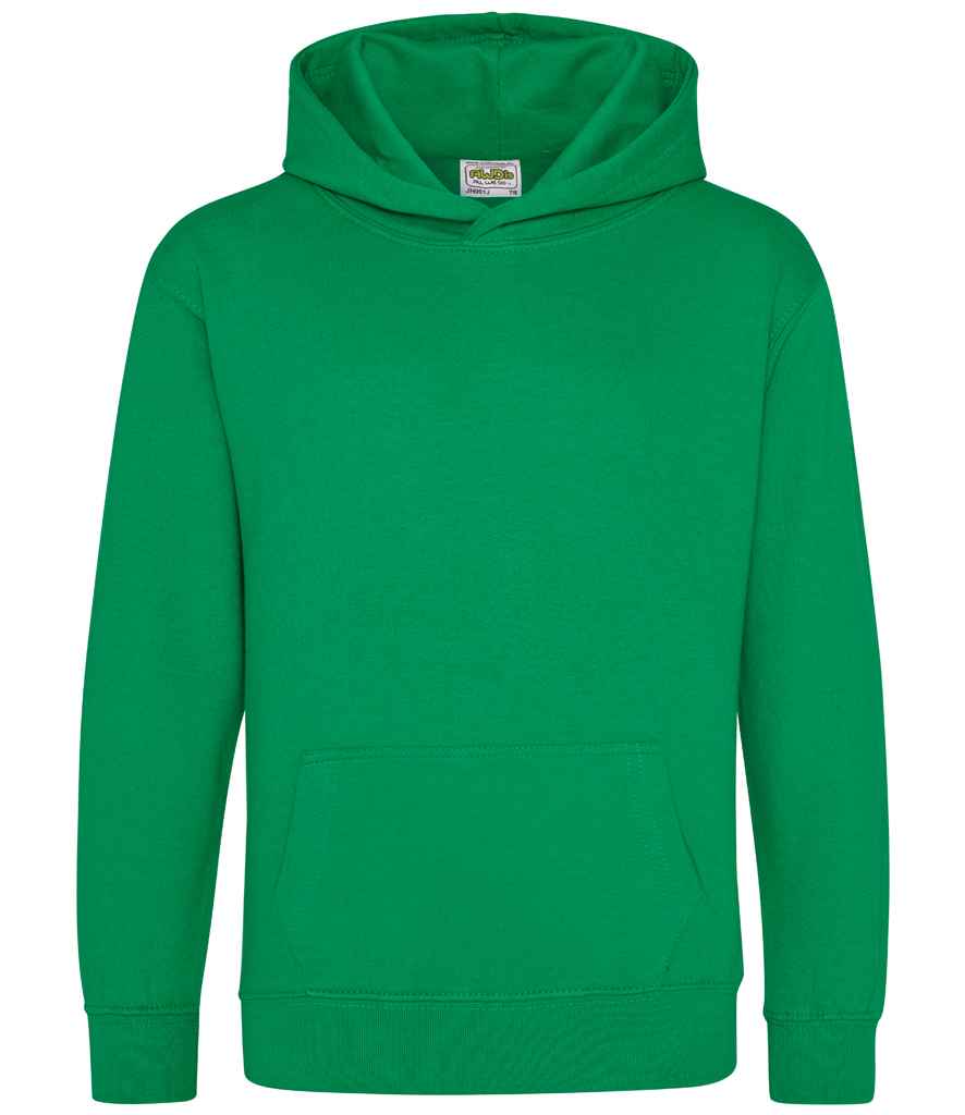 AWDis Kids Hoodie in Kelly Green by Just Hoods — Custom branded clothing by Print Press, featuring premium embroidery produced in our specialist print lab in the UK.