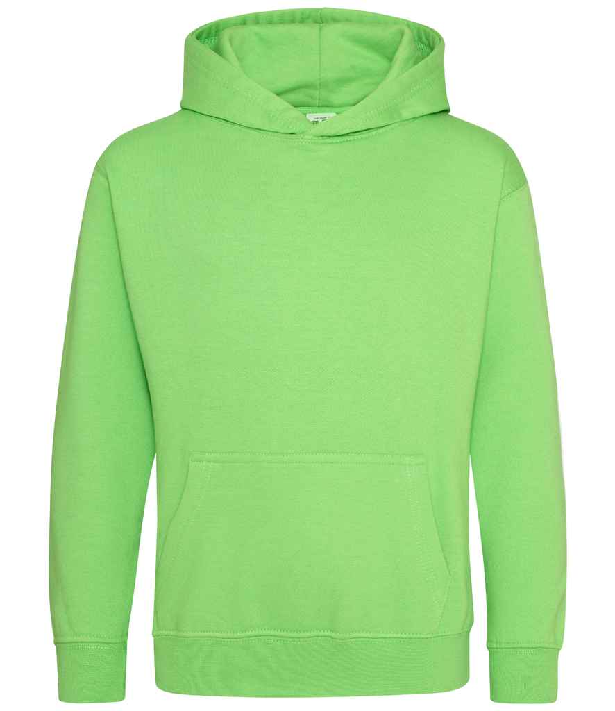AWDis Kids Hoodie in Lime Green by Just Hoods — Custom branded clothing by Print Press, featuring premium embroidery produced in our specialist print lab in the UK.