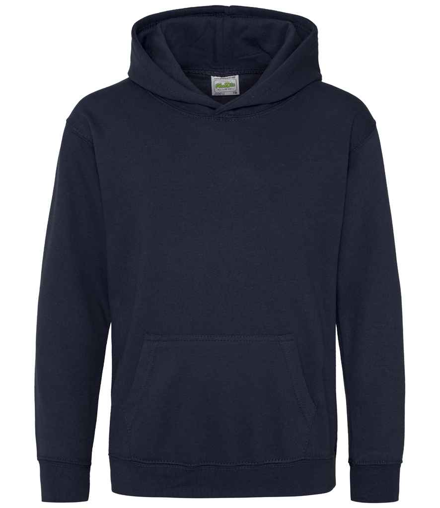 AWDis Kids Hoodie in New French Navy by Just Hoods — Custom branded clothing by Print Press, featuring premium embroidery produced in our specialist print lab in the UK.