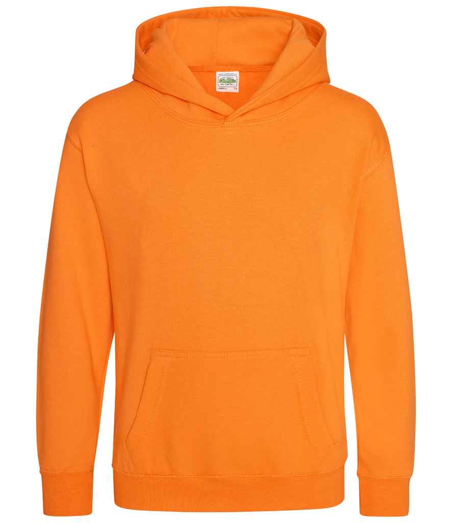 AWDis Kids Hoodie in Orange Crush by Just Hoods — Custom branded clothing by Print Press, featuring premium embroidery produced in our specialist print lab in the UK.