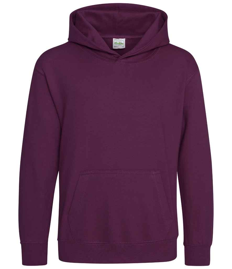 AWDis Kids Hoodie in Plum by Just Hoods — Custom branded clothing by Print Press, featuring premium embroidery produced in our specialist print lab in the UK.