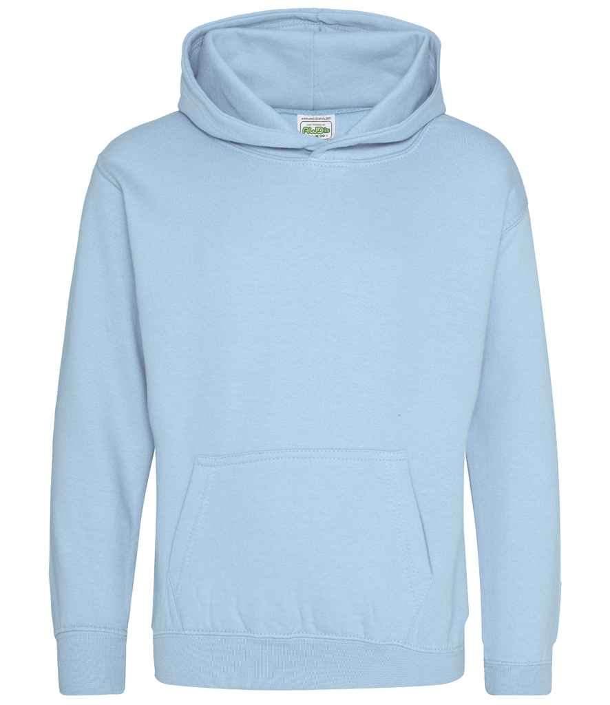 AWDis Kids Hoodie in Sky Blue by Just Hoods — Custom branded clothing by Print Press, featuring premium embroidery produced in our specialist print lab in the UK.