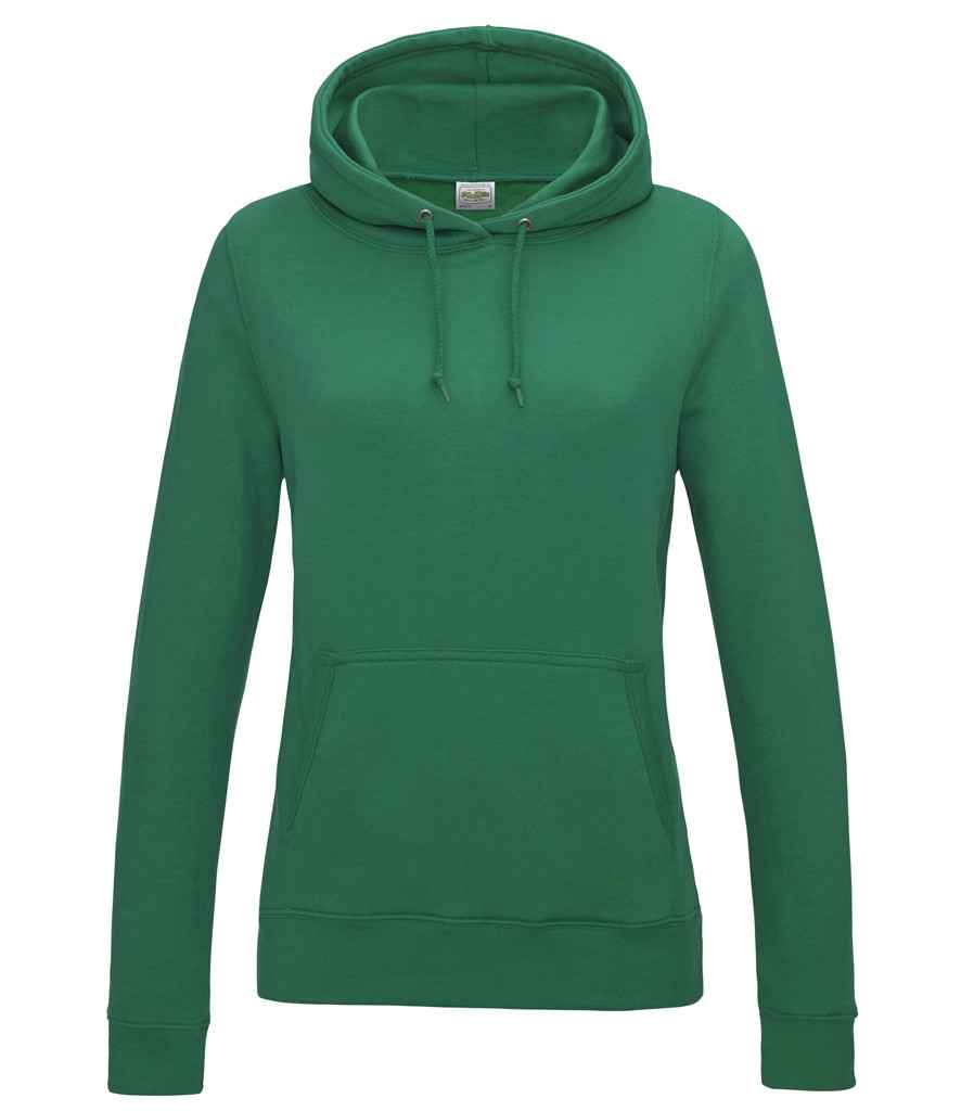 AWDis Ladies College Hoodie in Kelly Green by Just Hoods — Custom branded clothing by Print Press, featuring premium embroidery produced in our specialist print lab in the UK.