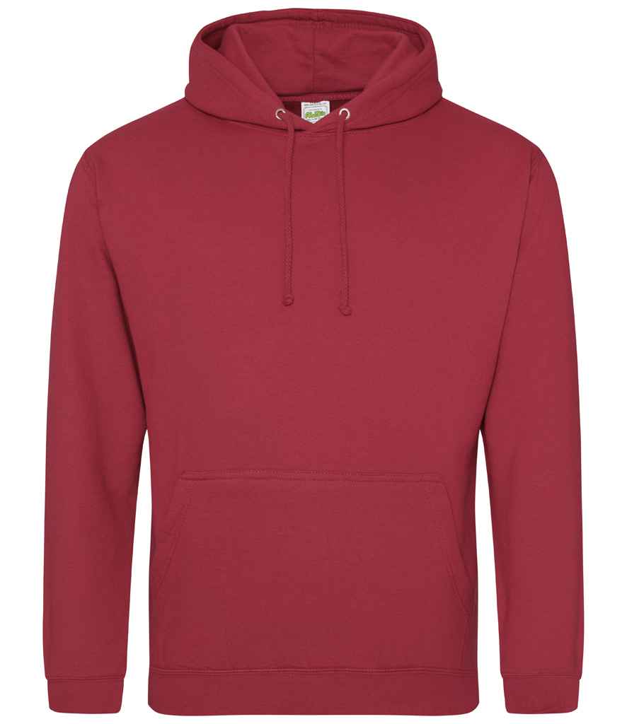 AWDis College Hoodie - (6th Colours) in Brick Red by Just Hoods — Custom branded clothing by Print Press, featuring premium embroidery produced in our specialist print lab in the UK.
