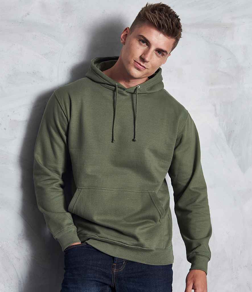 AWDis College Hoodie - (2nd Colours) in Earthy Green by Just Hoods — Custom branded clothing by Print Press, featuring premium embroidery produced in our specialist print lab in the UK.