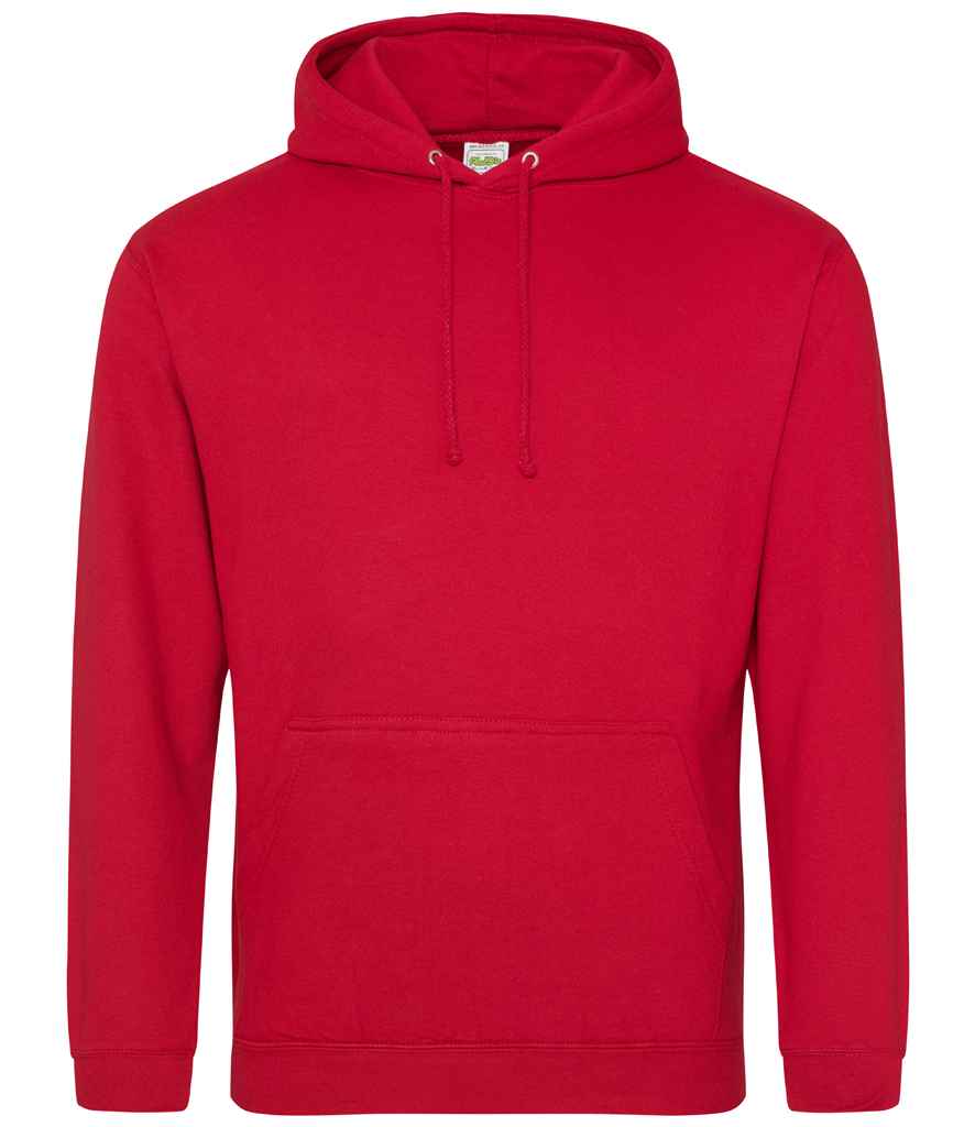 AWDis College Hoodie - (6th Colours) in Fire Red by Just Hoods — Custom branded clothing by Print Press, featuring premium embroidery produced in our specialist print lab in the UK.