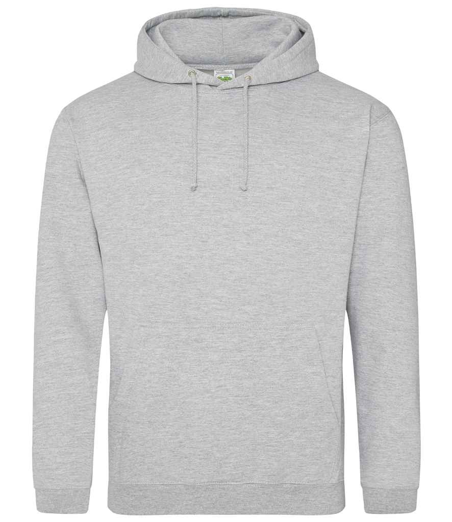 AWDis College Hoodie - (5th Colours) in Heather Grey by Just Hoods — Custom branded clothing by Print Press, featuring premium embroidery produced in our specialist print lab in the UK.