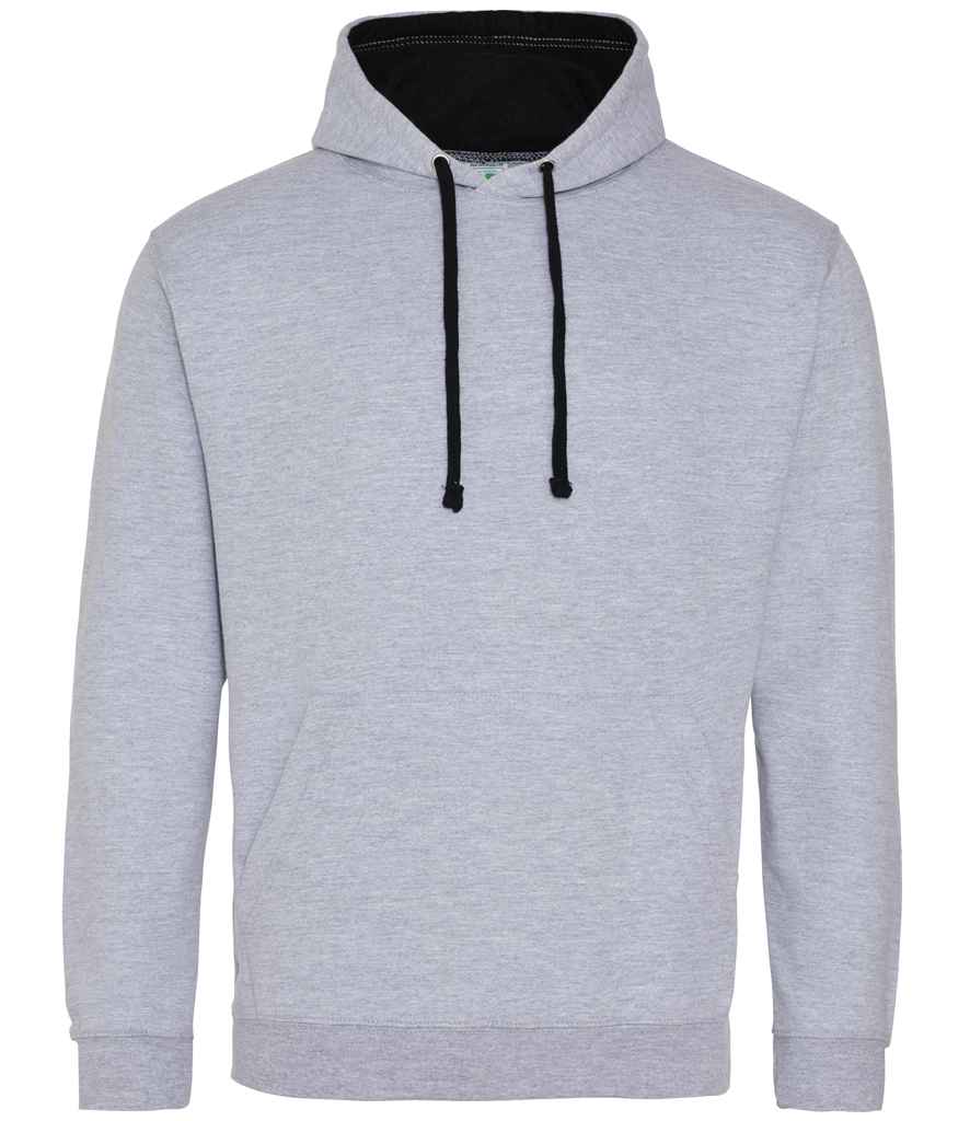 AWDis Varsity Hoodie - (2nd Colours) in Heather Grey Jet Black by Just Hoods — Custom branded clothing by Print Press, featuring premium embroidery produced in our specialist print lab in the UK.