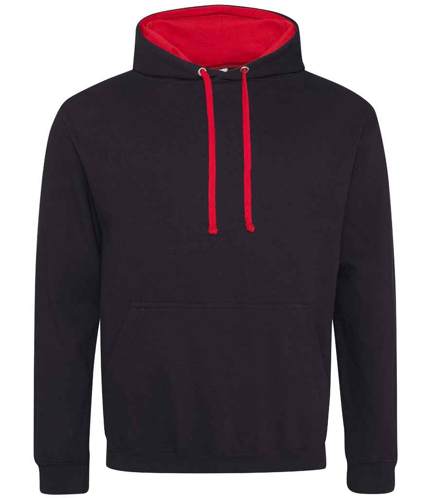 AWDis Varsity Hoodie - (2nd Colours) in Jet Black Fire Red by Just Hoods — Custom branded clothing by Print Press, featuring premium embroidery produced in our specialist print lab in the UK.