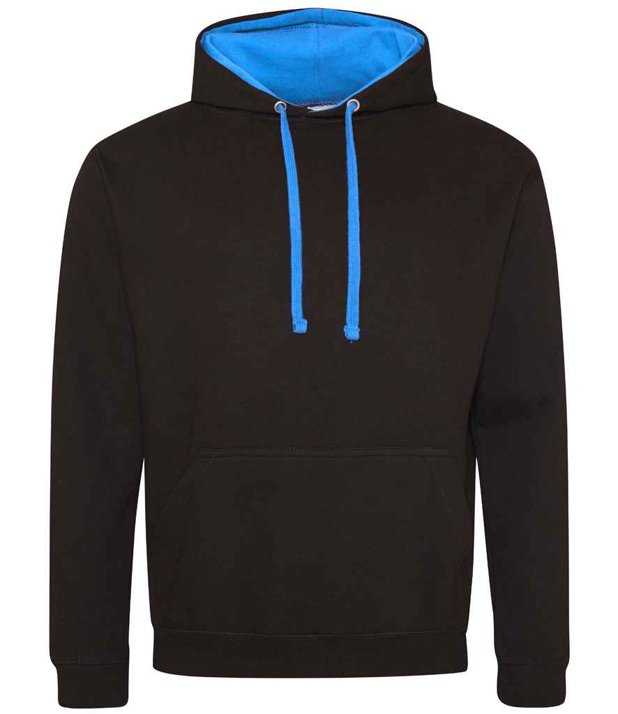 AWDis Varsity Hoodie - (2nd Colours) in Jet Black Sapphire Blue by Just Hoods — Custom branded clothing by Print Press, featuring premium embroidery produced in our specialist print lab in the UK.