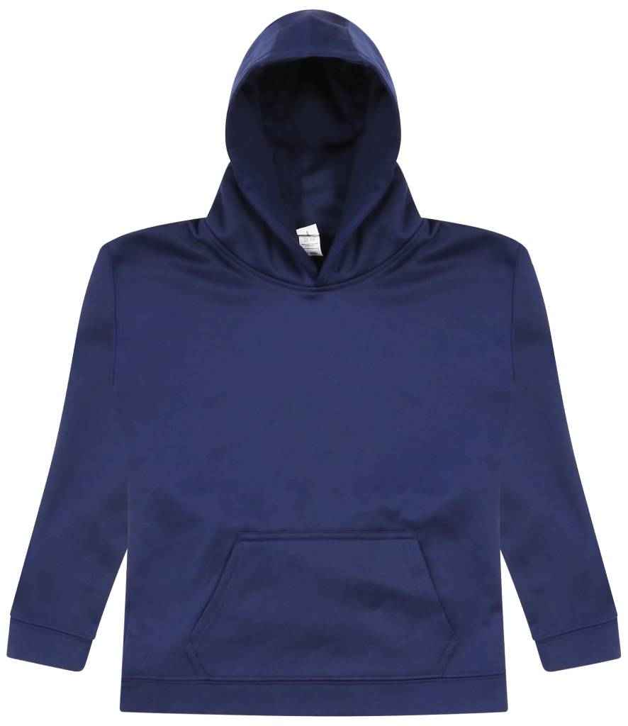 AWDis Kids Sports Polyester Hoodie in by Just Hoods — Custom branded clothing by Print Press, featuring premium embroidery produced in our specialist print lab in the UK.