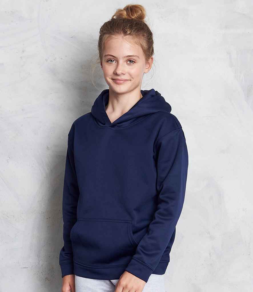 AWDis Kids Sports Polyester Hoodie in Oxford Navy by Just Hoods — Custom branded clothing by Print Press, featuring premium embroidery produced in our specialist print lab in the UK.