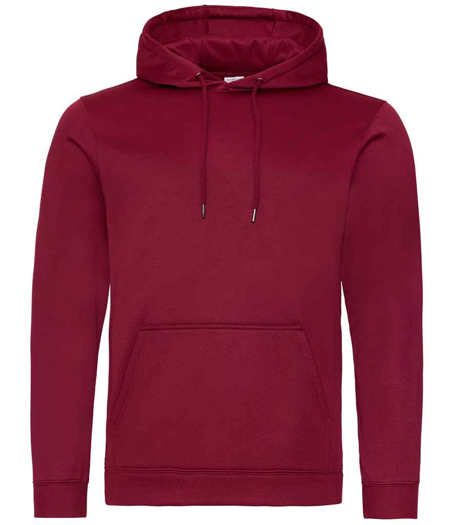 AWDis Sports Polyester Hoodie in Burgundy by Just Hoods — Custom branded clothing by Print Press, featuring premium embroidery produced in our specialist print lab in the UK.