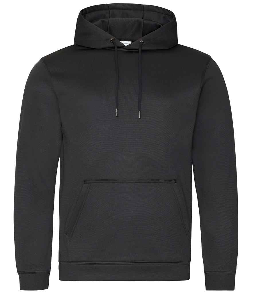 AWDis Sports Polyester Hoodie in Jet Black by Just Hoods — Custom branded clothing by Print Press, featuring premium embroidery produced in our specialist print lab in the UK.