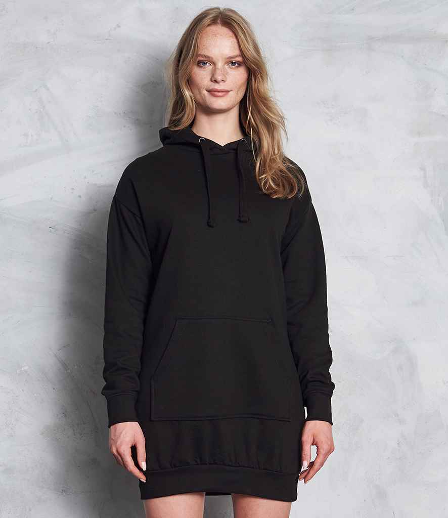 AWDis Ladies Hoodie Dress in Jet Black by Just Hoods — Custom branded clothing by Print Press, featuring premium embroidery produced in our specialist print lab in the UK.