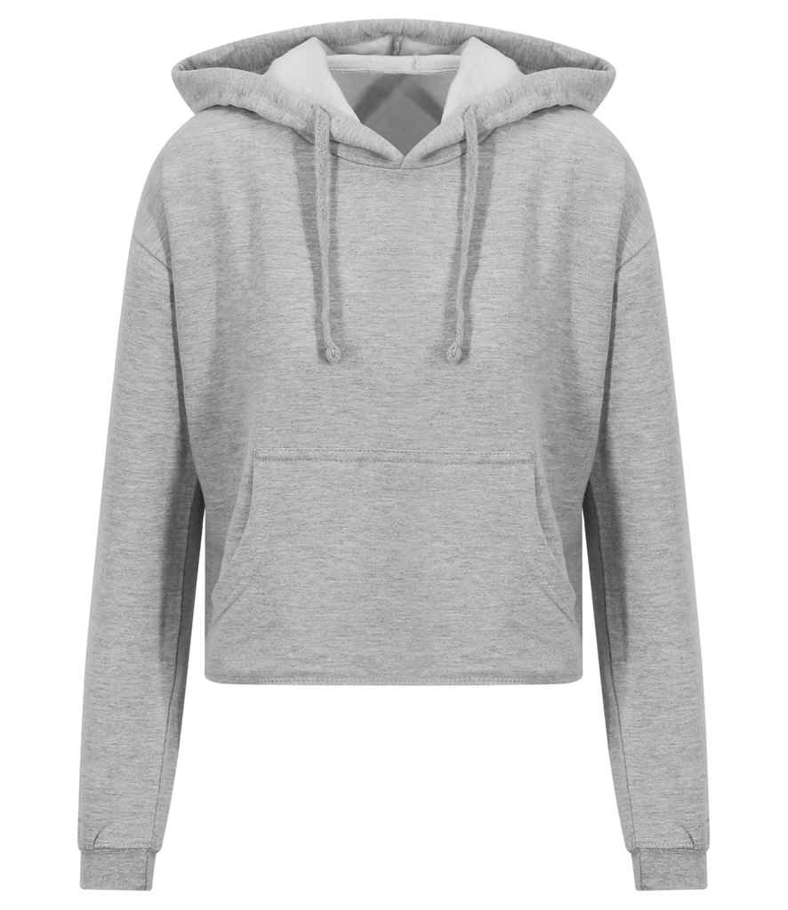 AWDis Ladies Cropped Hoodie in Heather Grey by Just Hoods — Custom branded clothing by Print Press, featuring premium embroidery produced in our specialist print lab in the UK.