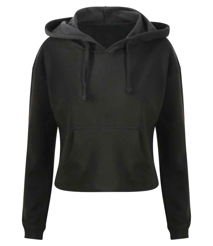 AWDis Ladies Cropped Hoodie in Jet Black by Just Hoods — Custom branded clothing by Print Press, featuring premium embroidery produced in our specialist print lab in the UK.