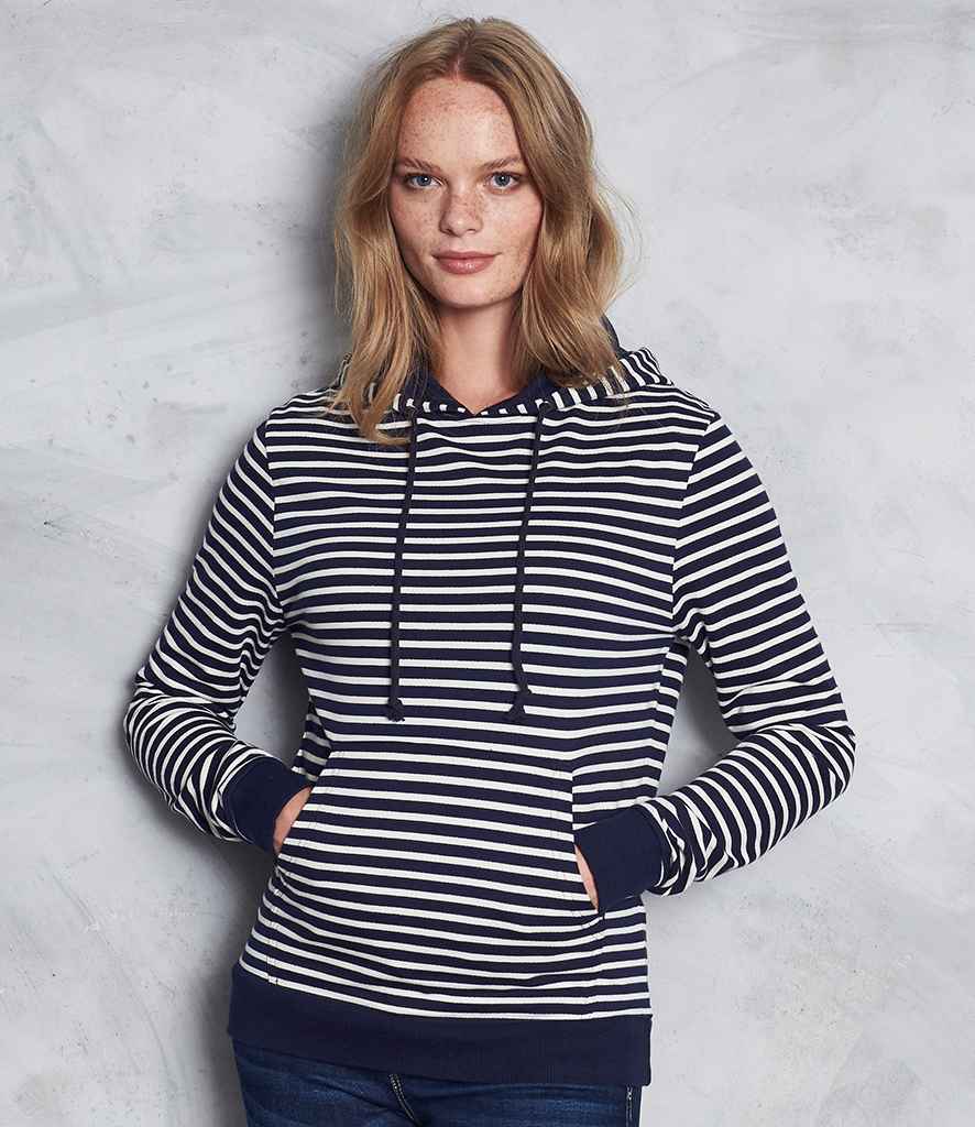 AWDis Nautical Striped Hoodie in Navy by Just Hoods — Custom branded clothing by Print Press, featuring premium embroidery produced in our specialist print lab in the UK.