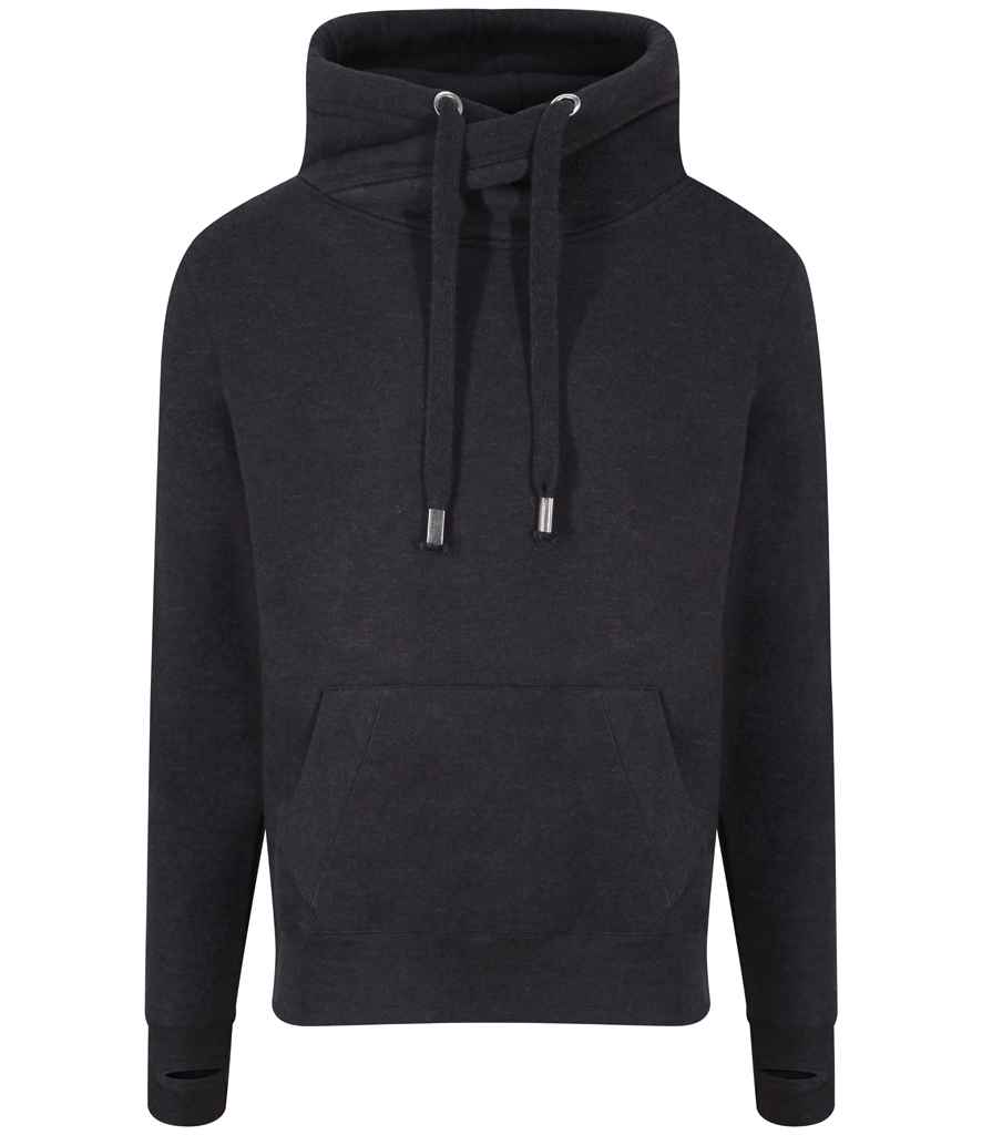 AWDis Cross Neck Hoodie in Black Smoke by Just Hoods — Custom branded clothing by Print Press, featuring premium embroidery produced in our specialist print lab in the UK.