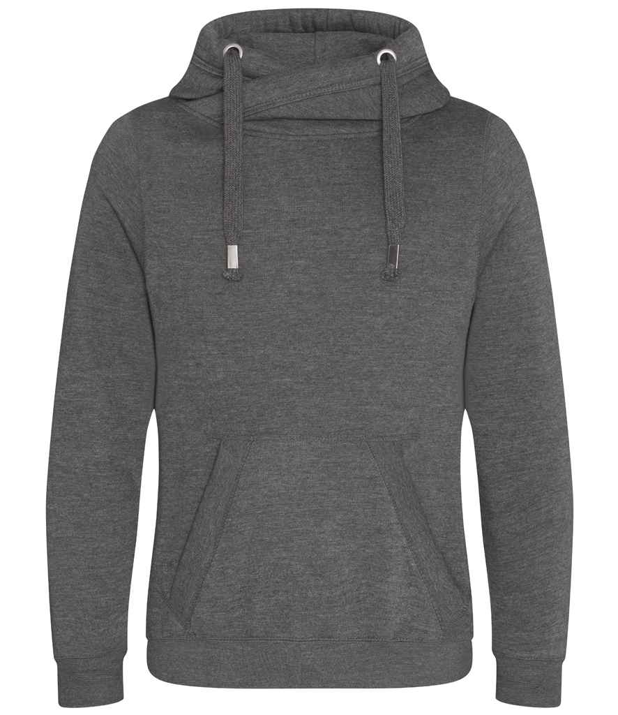 AWDis Cross Neck Hoodie in Charcoal by Just Hoods — Custom branded clothing by Print Press, featuring premium embroidery produced in our specialist print lab in the UK.