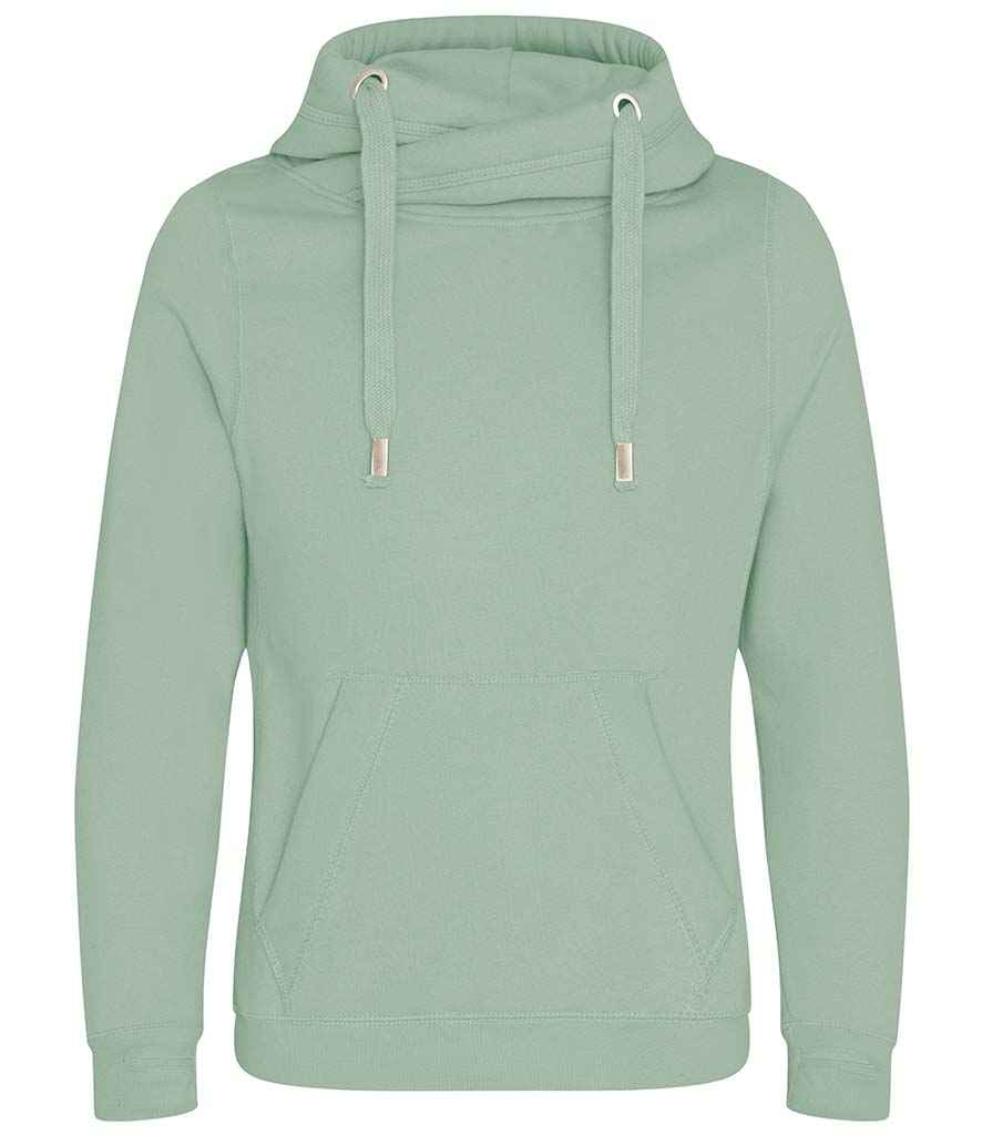 AWDis Cross Neck Hoodie in Dusty Green by Just Hoods — Custom branded clothing by Print Press, featuring premium embroidery produced in our specialist print lab in the UK.