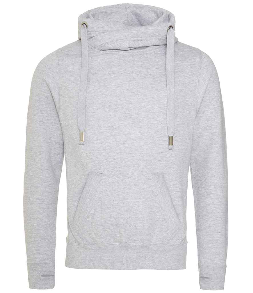 AWDis Cross Neck Hoodie in Heather Grey by Just Hoods — Custom branded clothing by Print Press, featuring premium embroidery produced in our specialist print lab in the UK.