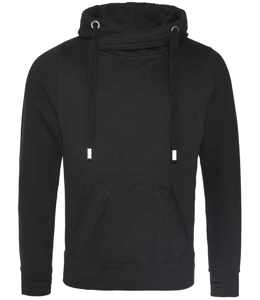 AWDis Cross Neck Hoodie in Jet Black by Just Hoods — Custom branded clothing by Print Press, featuring premium embroidery produced in our specialist print lab in the UK.