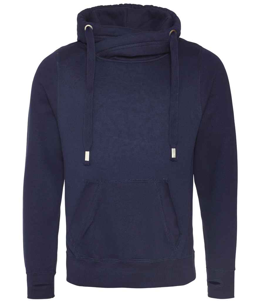 AWDis Cross Neck Hoodie in Oxford Navy by Just Hoods — Custom branded clothing by Print Press, featuring premium embroidery produced in our specialist print lab in the UK.