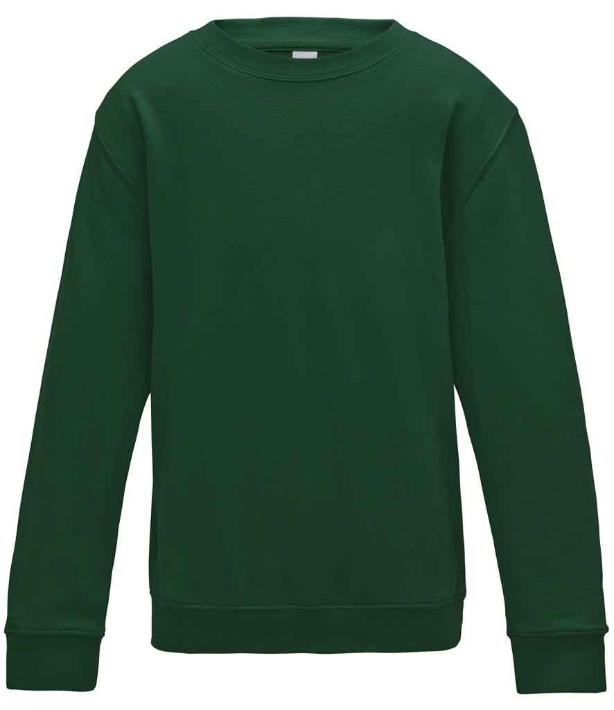 AWDis Kids Sweatshirt - (2nd Colours) in Bottle Green by Just Hoods — Custom branded clothing by Print Press, featuring premium embroidery produced in our specialist print lab in the UK.