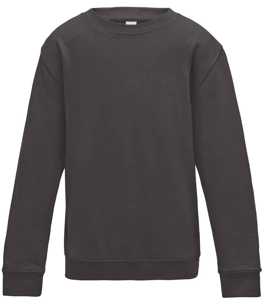AWDis Kids Sweatshirt - (2nd Colours) in Charcoal by Just Hoods — Custom branded clothing by Print Press, featuring premium embroidery produced in our specialist print lab in the UK.