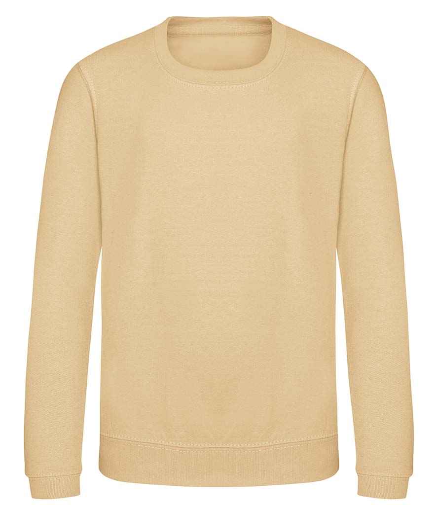 AWDis Kids Sweatshirt - (2nd Colours) in Desert Sand by Just Hoods — Custom branded clothing by Print Press, featuring premium embroidery produced in our specialist print lab in the UK.