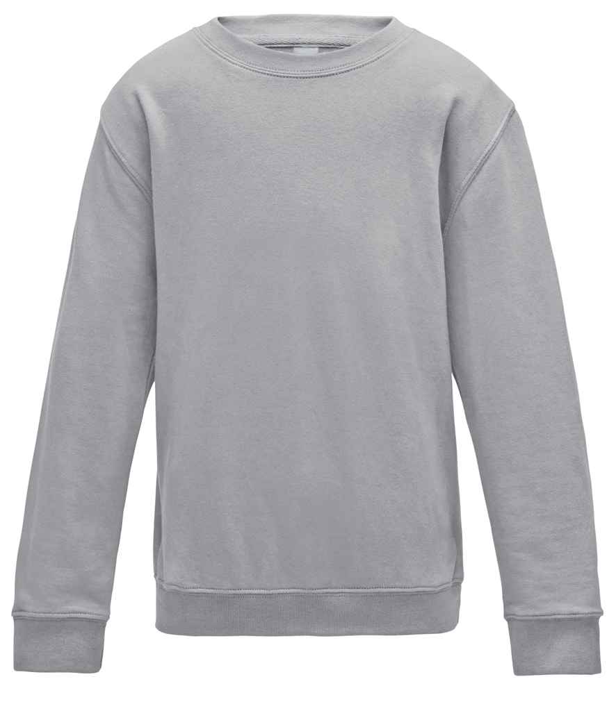 AWDis Kids Sweatshirt in Heather Grey by Just Hoods — Custom branded clothing by Print Press, featuring premium embroidery produced in our specialist print lab in the UK.