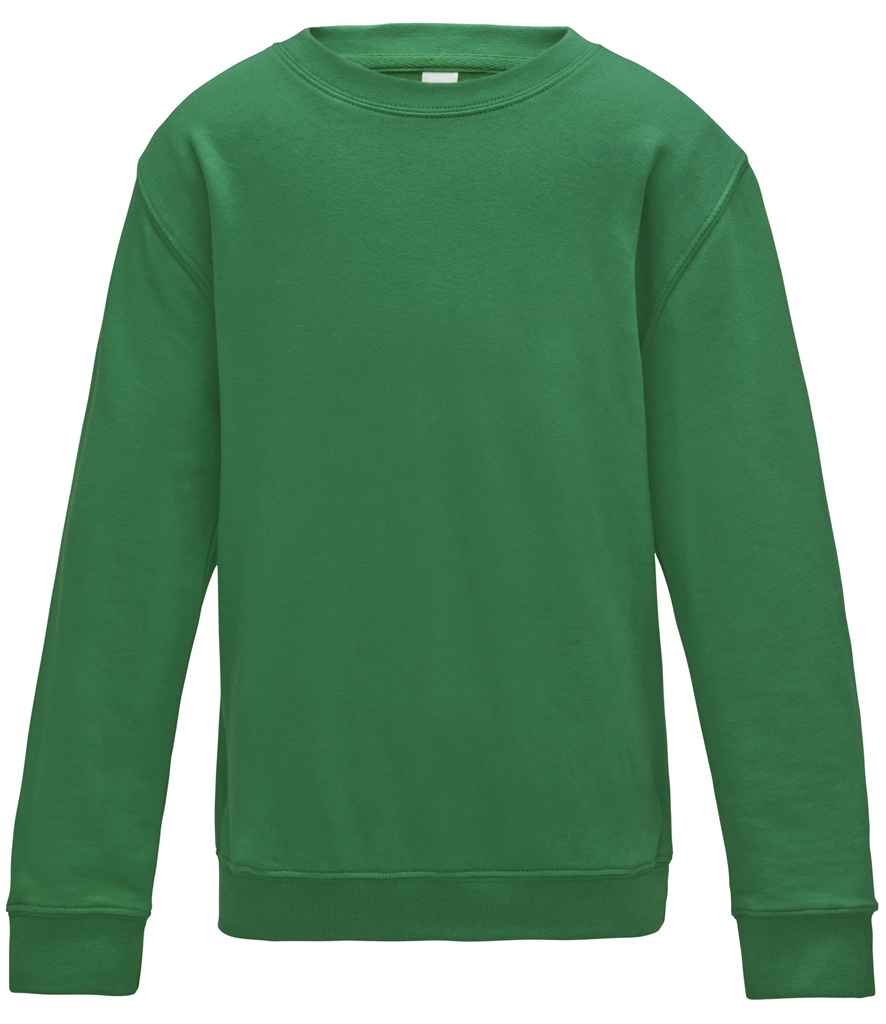 AWDis Kids Sweatshirt in Kelly Green by Just Hoods — Custom branded clothing by Print Press, featuring premium embroidery produced in our specialist print lab in the UK.