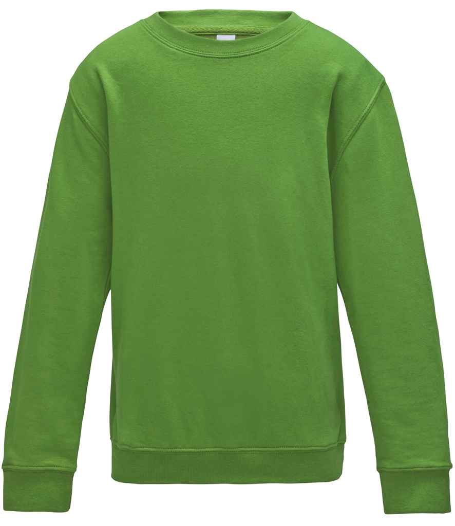 AWDis Kids Sweatshirt in Lime Green by Just Hoods — Custom branded clothing by Print Press, featuring premium embroidery produced in our specialist print lab in the UK.