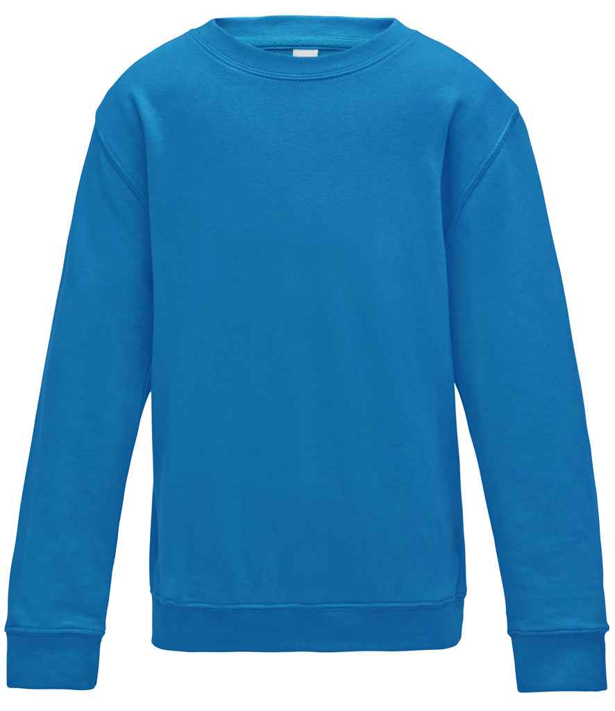 AWDis Kids Sweatshirt in Sapphire Blue by Just Hoods — Custom branded clothing by Print Press, featuring premium embroidery produced in our specialist print lab in the UK.