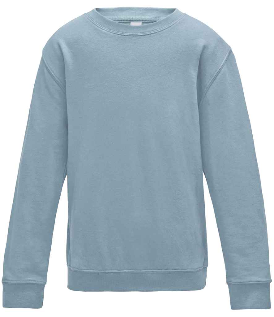 AWDis Kids Sweatshirt in Sky Blue by Just Hoods — Custom branded clothing by Print Press, featuring premium embroidery produced in our specialist print lab in the UK.