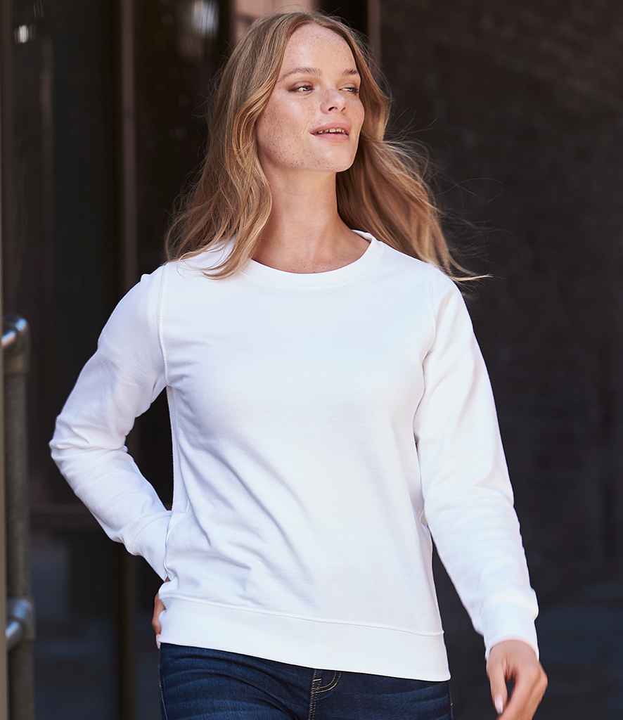 AWDis Ladies Sweatshirt in Arctic White by Just Hoods — Custom branded clothing by Print Press, featuring premium embroidery produced in our specialist print lab in the UK.