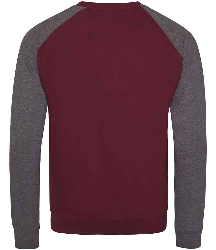 AWDis Baseball Sweatshirt in by Just Hoods — Custom branded clothing by Print Press, featuring premium embroidery produced in our specialist print lab in the UK.