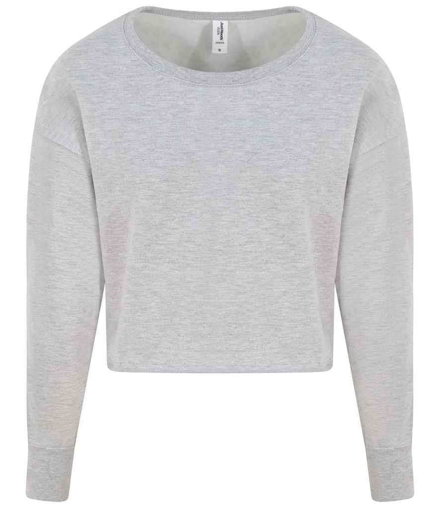 AWDis Ladies Cropped Sweatshirt in by Just Hoods — Custom branded clothing by Print Press, featuring premium embroidery produced in our specialist print lab in the UK.
