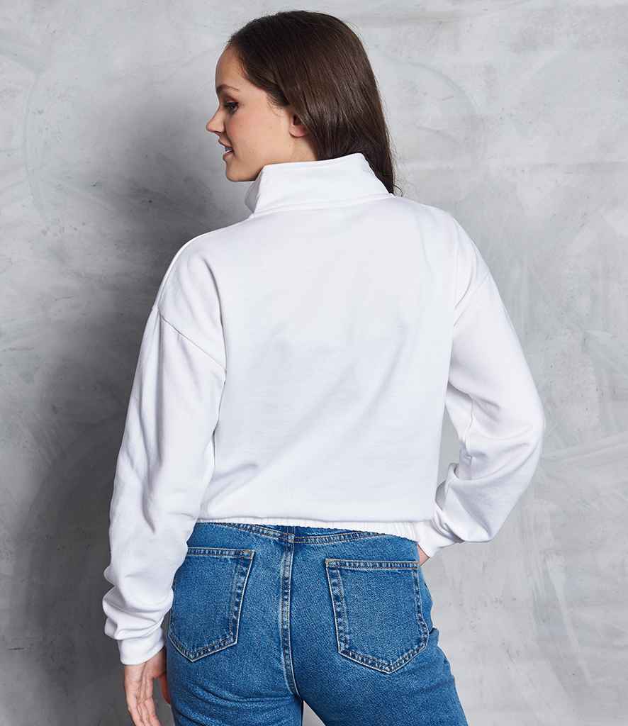 AWDis Ladies Cropped 1/4 Zip Sweatshirt in by Just Hoods — Custom branded clothing by Print Press, featuring premium embroidery produced in our specialist print lab in the UK.