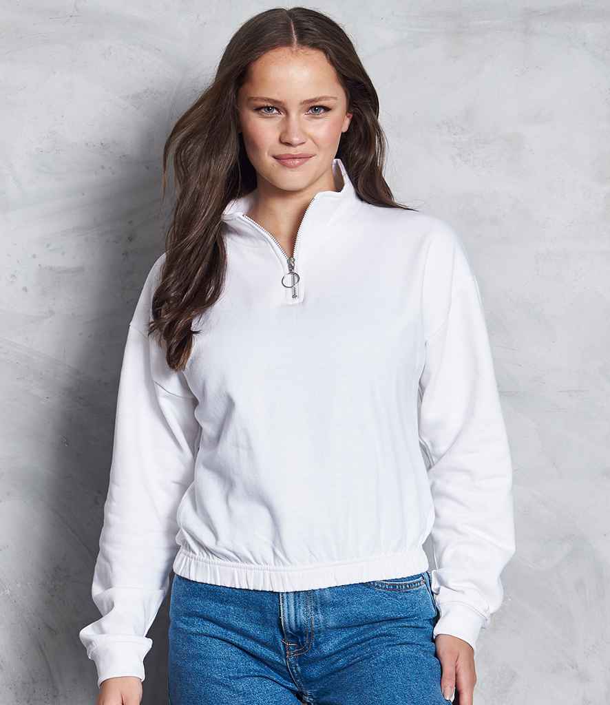 AWDis Ladies Cropped 1/4 Zip Sweatshirt in by Just Hoods — Custom branded clothing by Print Press, featuring premium embroidery produced in our specialist print lab in the UK.