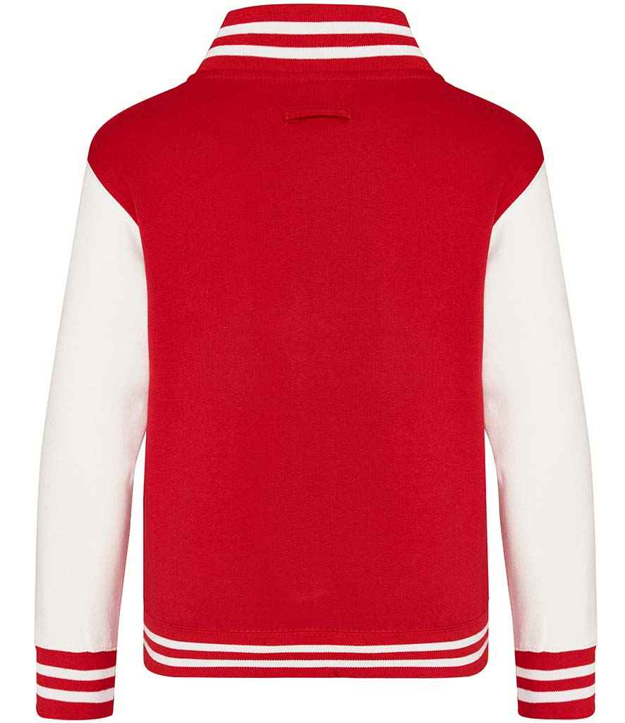 AWDis Kids Varsity Jacket in by Just Hoods — Custom branded clothing by Print Press, featuring premium embroidery produced in our specialist print lab in the UK.