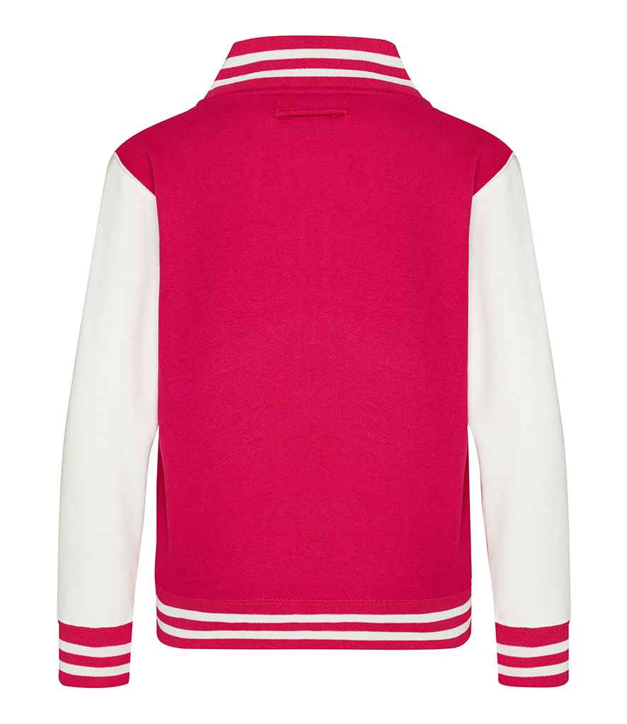 AWDis Kids Varsity Jacket in by Just Hoods — Custom branded clothing by Print Press, featuring premium embroidery produced in our specialist print lab in the UK.