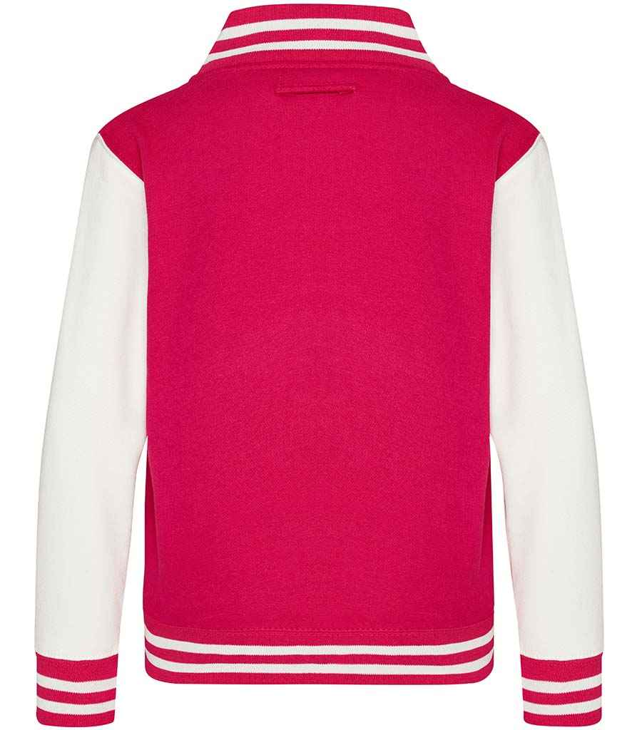 AWDis Kids Varsity Jacket in by Just Hoods — Custom branded clothing by Print Press, featuring premium embroidery produced in our specialist print lab in the UK.