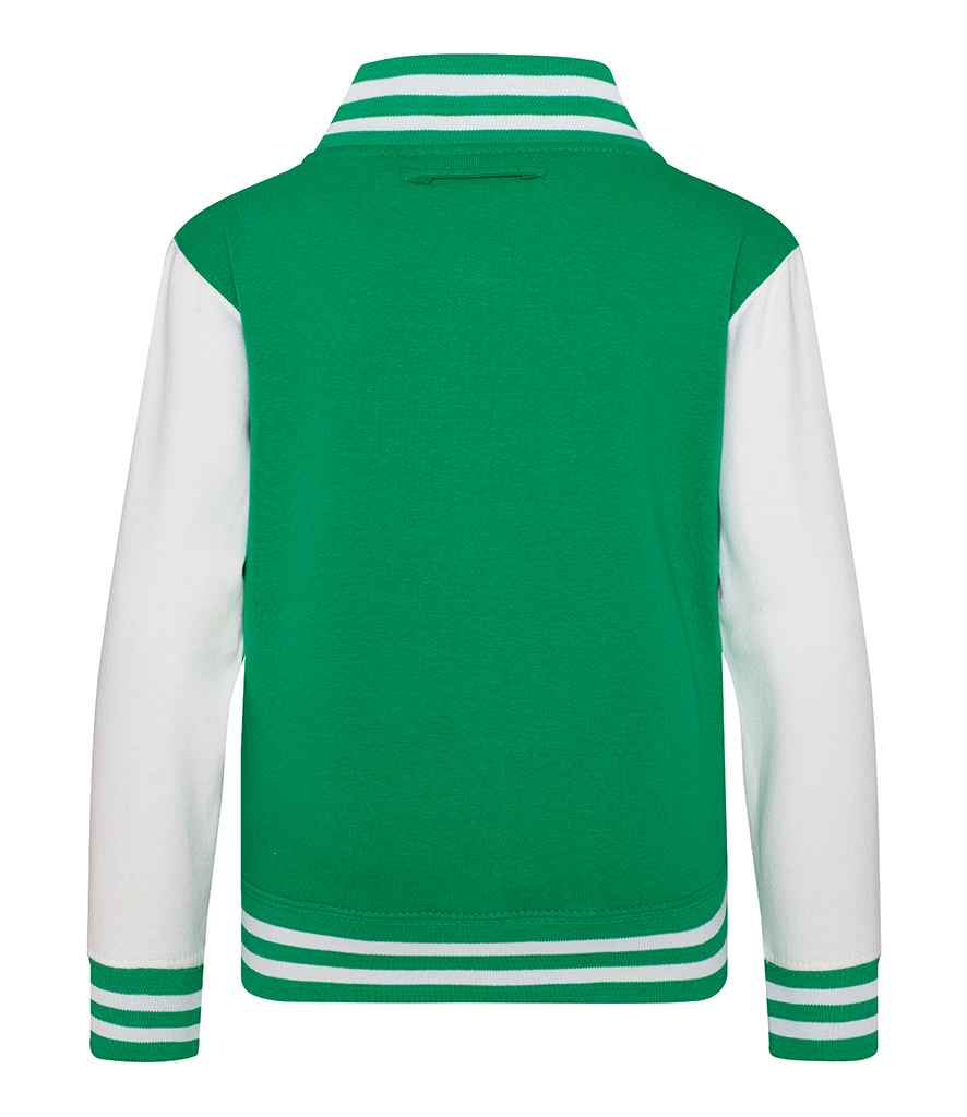 AWDis Kids Varsity Jacket in by Just Hoods — Custom branded clothing by Print Press, featuring premium embroidery produced in our specialist print lab in the UK.