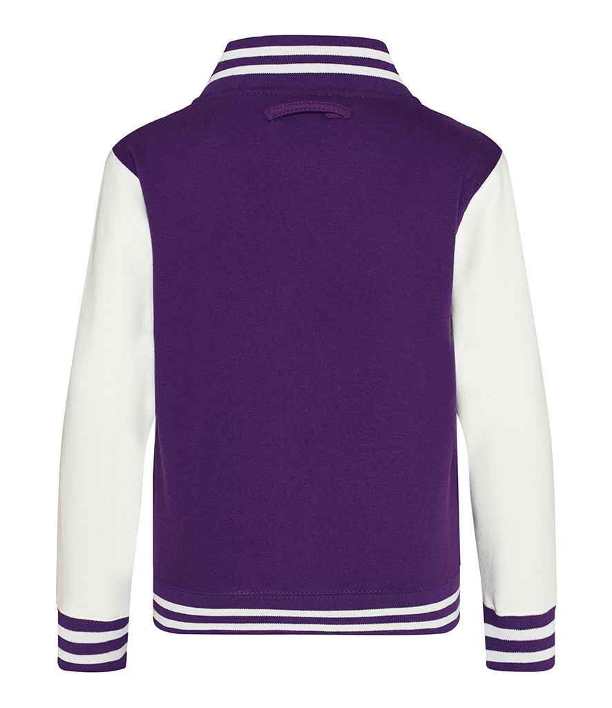 AWDis Kids Varsity Jacket in by Just Hoods — Custom branded clothing by Print Press, featuring premium embroidery produced in our specialist print lab in the UK.