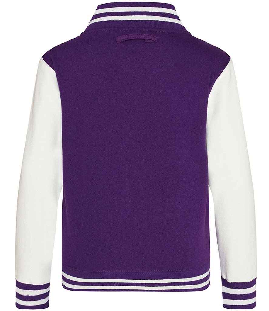 AWDis Kids Varsity Jacket in by Just Hoods — Custom branded clothing by Print Press, featuring premium embroidery produced in our specialist print lab in the UK.