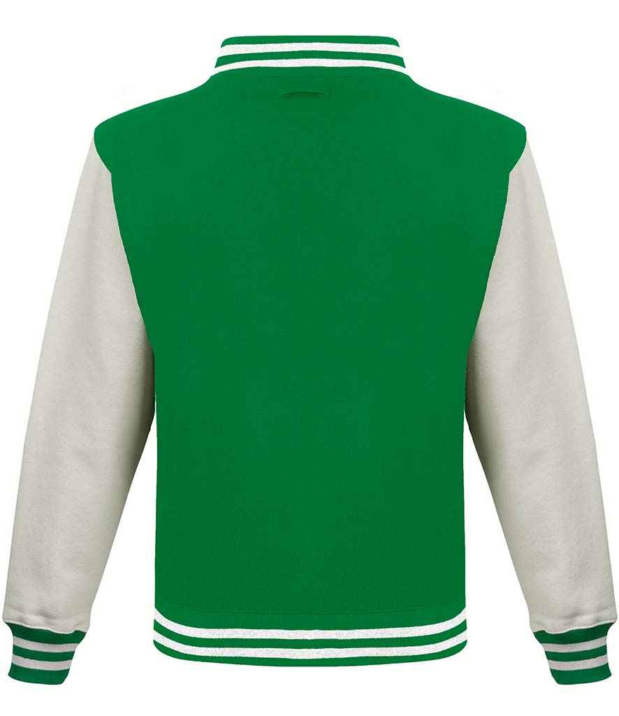 AWDis Varsity Jacket in by Just Hoods — Custom branded clothing by Print Press, featuring premium embroidery produced in our specialist print lab in the UK.