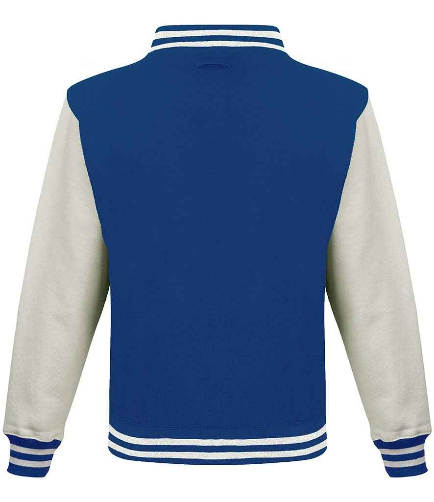 AWDis Varsity Jacket in by Just Hoods — Custom branded clothing by Print Press, featuring premium embroidery produced in our specialist print lab in the UK.