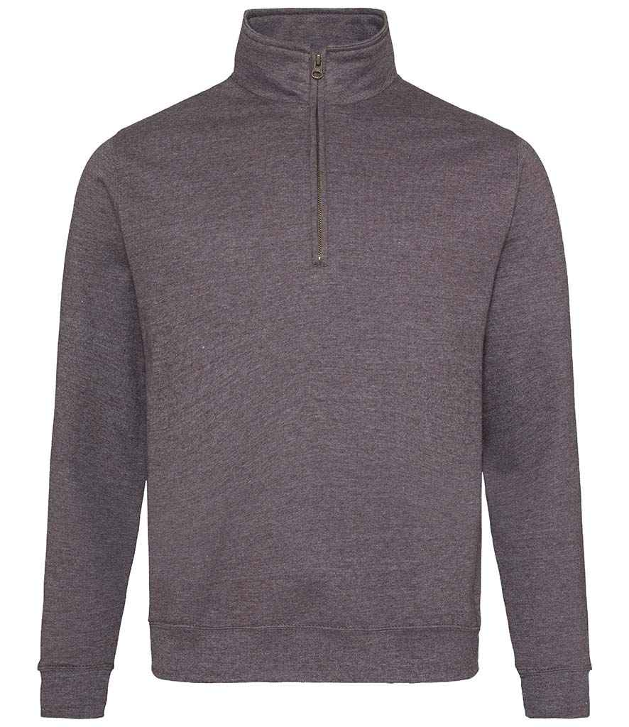 AWDis Sophomore Zip Neck Sweatshirt in Charcoal by Just Hoods — Custom branded clothing by Print Press, featuring premium embroidery produced in our specialist print lab in the UK.